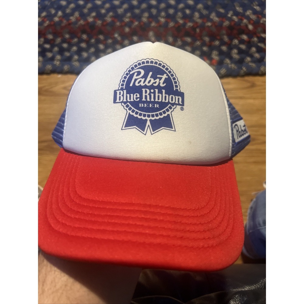 Pabst Blue‎ Ribbon Beer Hat Cap Blue Adult Used Mesh Snapback